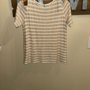 Chicos Striped Gold and White Women's Top